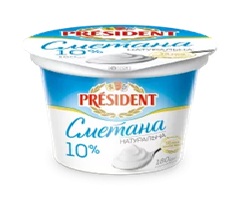 Сметана TM PRESIDENT 10% (Стакан 0,180 кг)